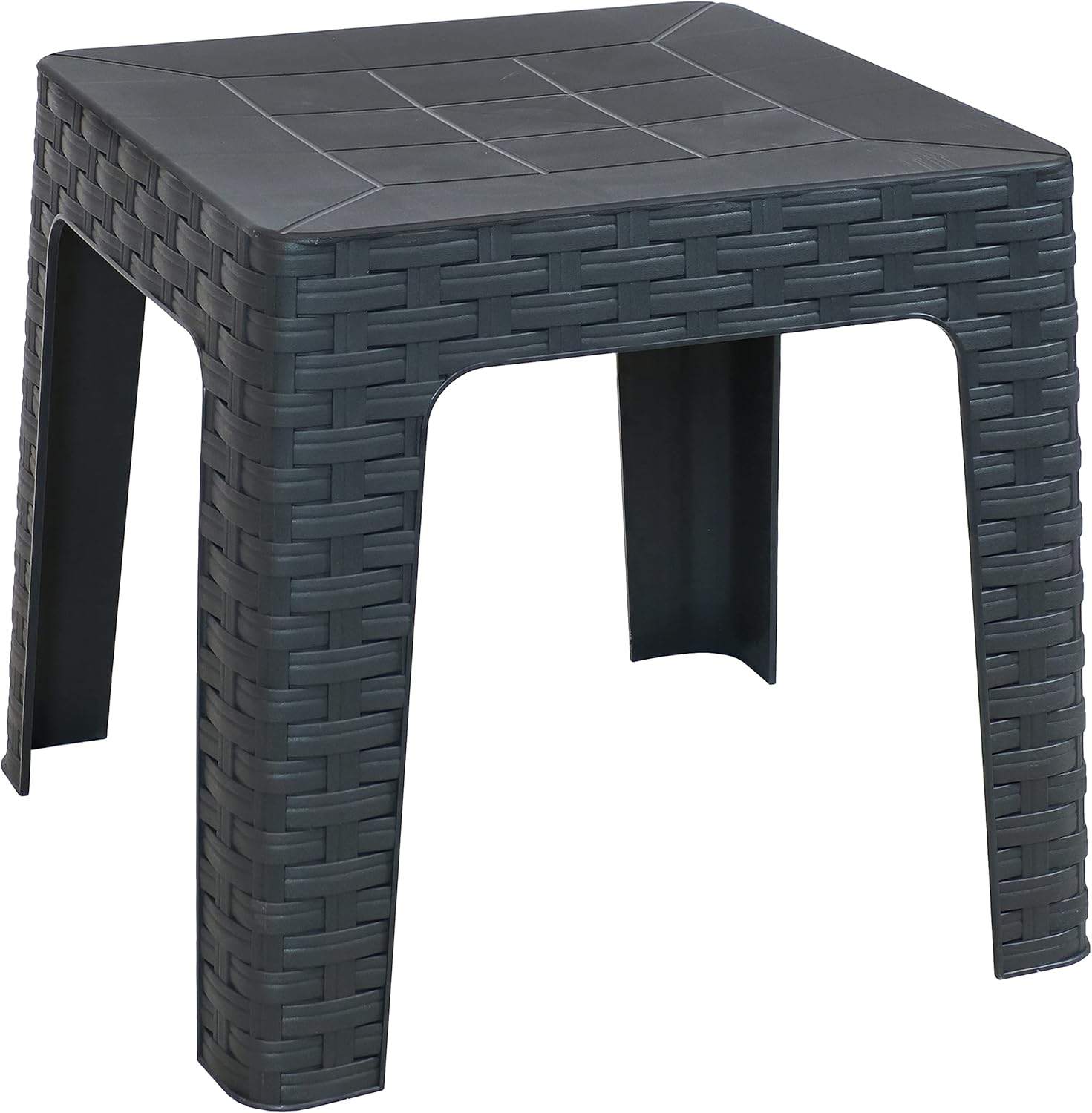 Sunnydaze Mesa auxiliar cuadrada de plástico para interiores y exteriores de 18 pulgadas, juego de 4, color gris