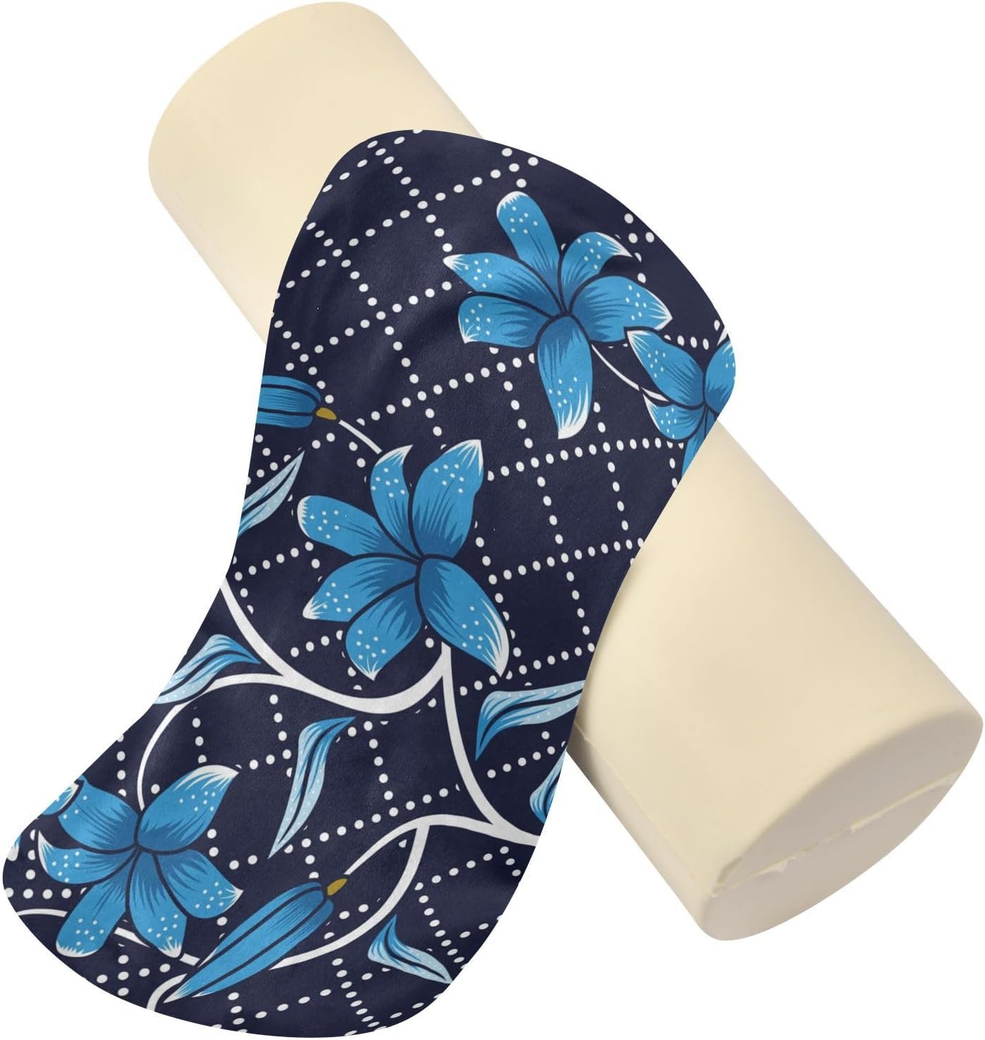 KLL Cojín largo con diseño de batik indonesio floral, almohada para el cuello, almohada redonda para bebé, almohadas cilíndricas para dormir,