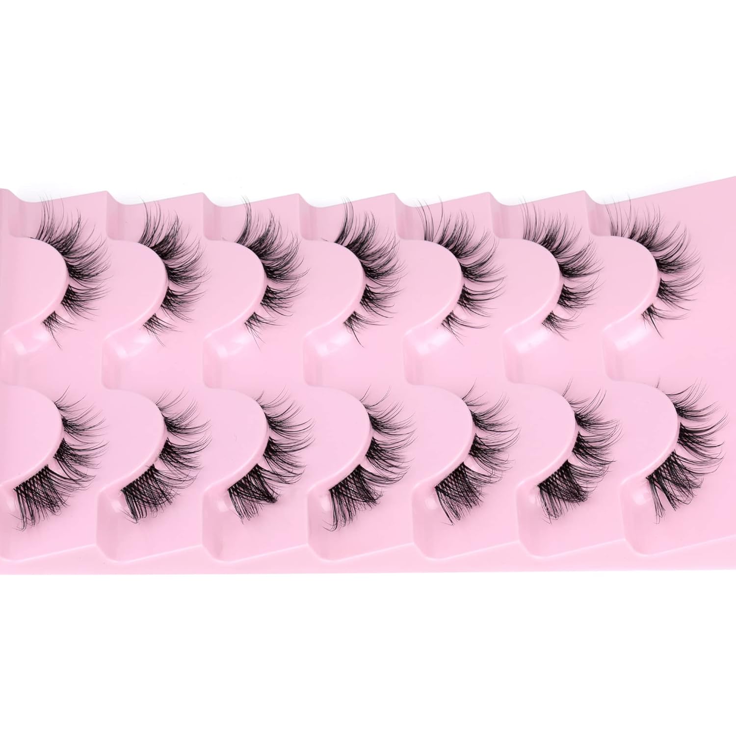 Pestañas postizas de aspecto natural, pestañas de banda transparente y esponjosas, pestañas cortas 3D de imitación de visón de gato, pestañas de