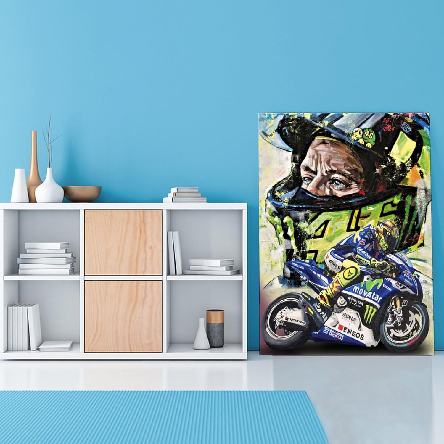 AAHARYA Valentino Rossi – Póster artístico famoso corredor de motociclismo, decoración de pared (10), pintura en lienzo, póster de arte de pared