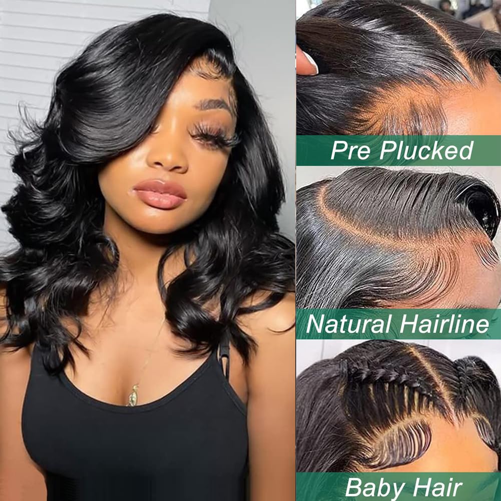 Douyin Peluca de cabello humano Bob de 13 x 4 pulgadas, pelucas de encaje frontal transparente HD, pelucas de encaje frontal de cabello humano corto