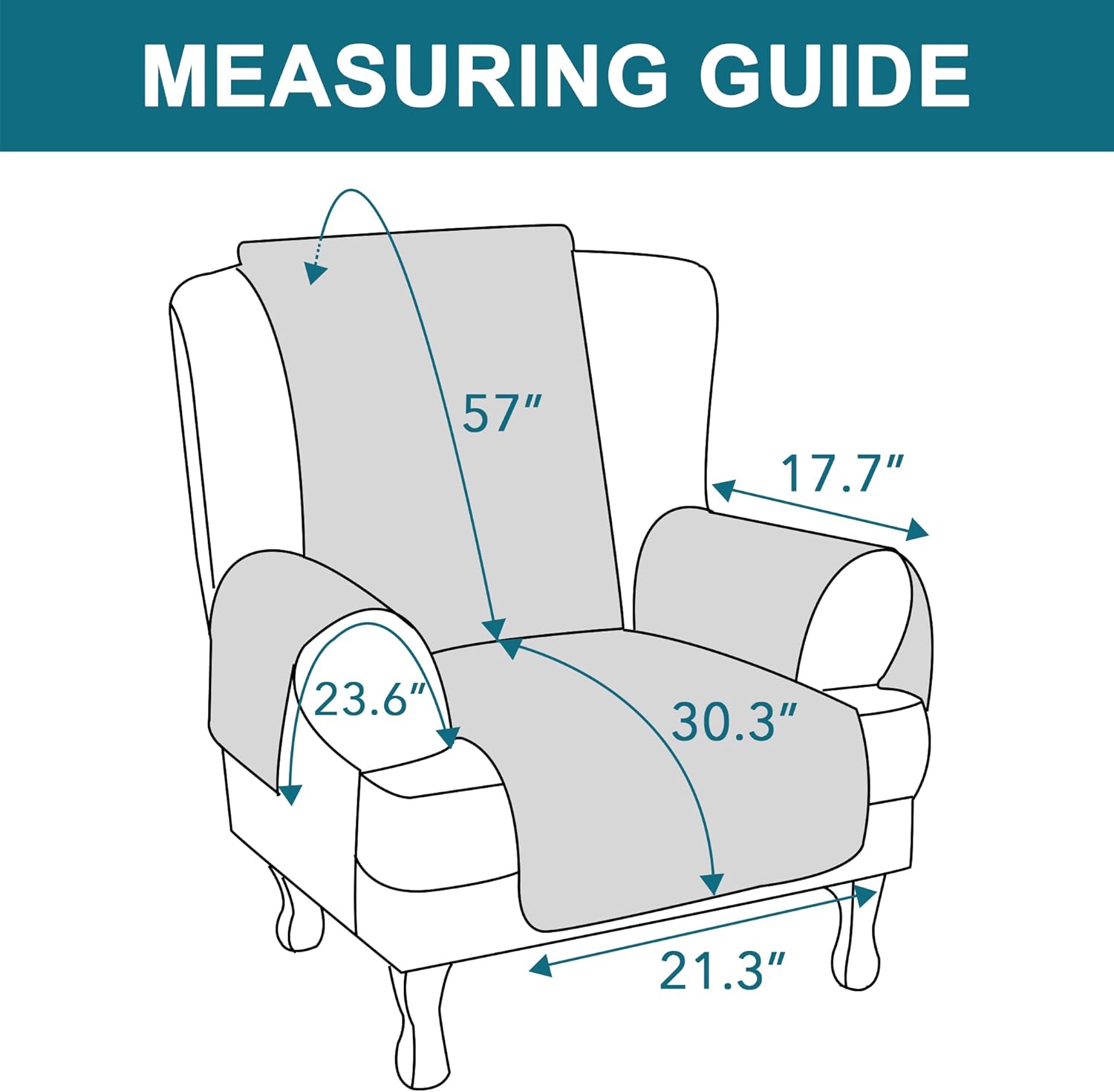 Turquoize Funda 100 % impermeable para sillón de ala, protector de sofá, triple antideslizante, protector de muebles para mascotas, niños, perros