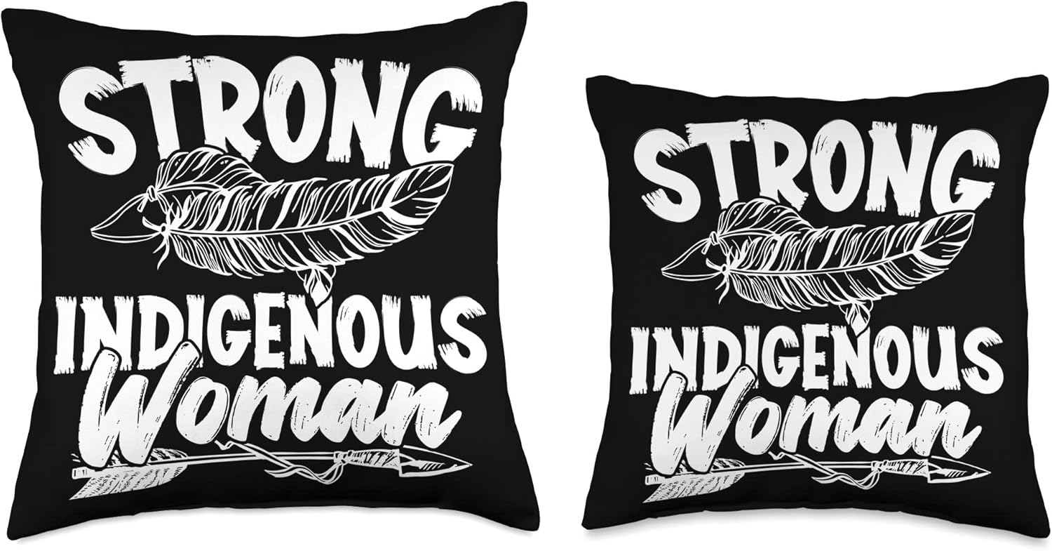 Pride Nativ American Indigenous Fearless Strong Indigenous Woman Native American Throw Pillow, 16×16, Multicolor