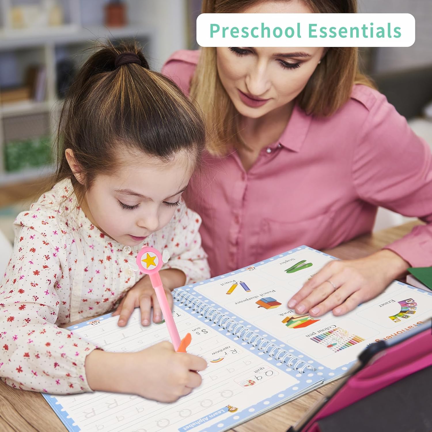 Kit de práctica de escritura ranurada prémium para niños, cuaderno de práctica mágica para niños para práctica de escritura, libros de caligrafía de