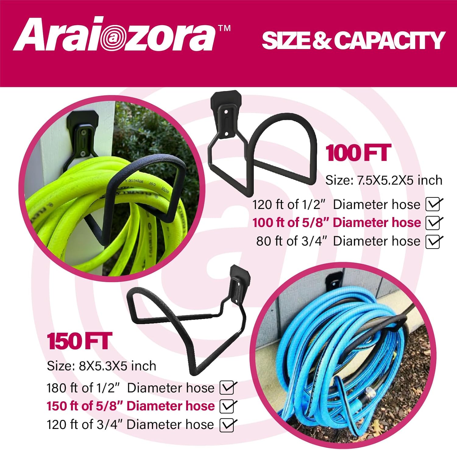 Soporte de manguera para montaje en pared, percha resistente, carretes de manguera de agua para exteriores, almacenamiento para manguera de jardín