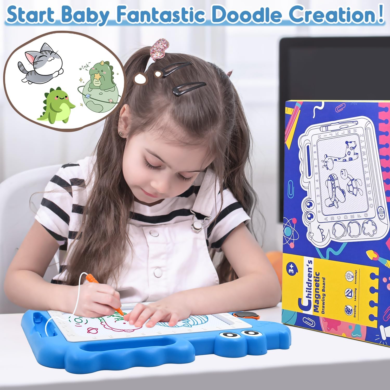 AiTuiTui Tabla de dibujo magnética para niños pequeños, regalo para niñas de 2 a 3 años, bloc de dibujo para escribir y dibujar, juegos de viaje,