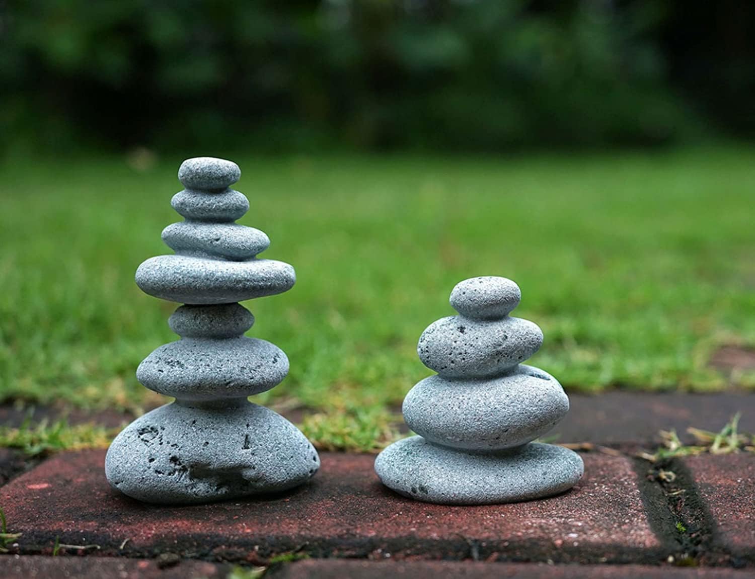 2 piezas de piedras apilables zen, estatuas de rocas hechas a mano, decoración de jardín japonés, accesorios de meditación de yoga relajante para