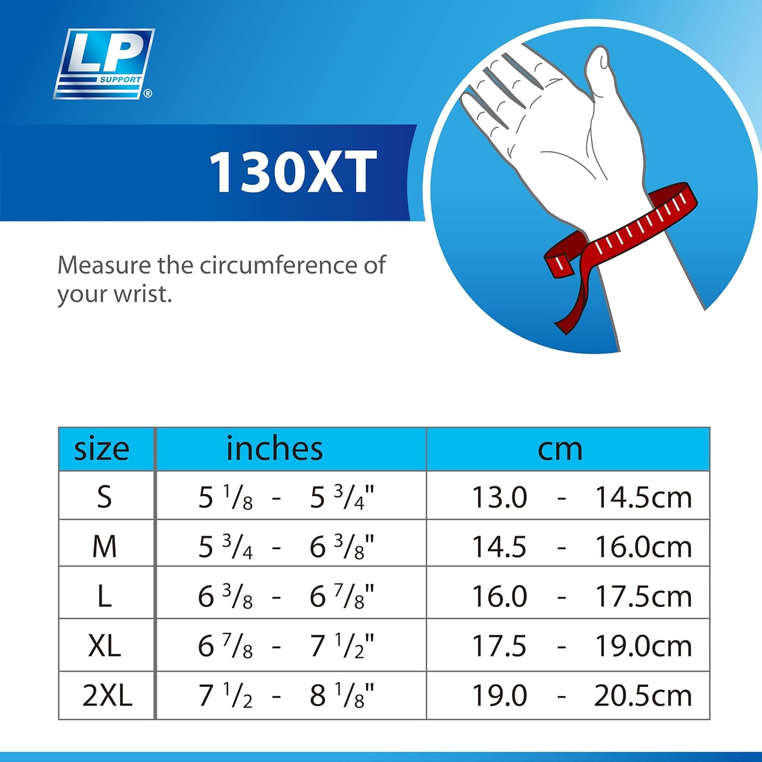 LP SUPPORT 130XT – Muñequera para hombres y mujeres con correa y tejido transpirable para apoyo de agarre, evita aliviar el túnel carpiano,