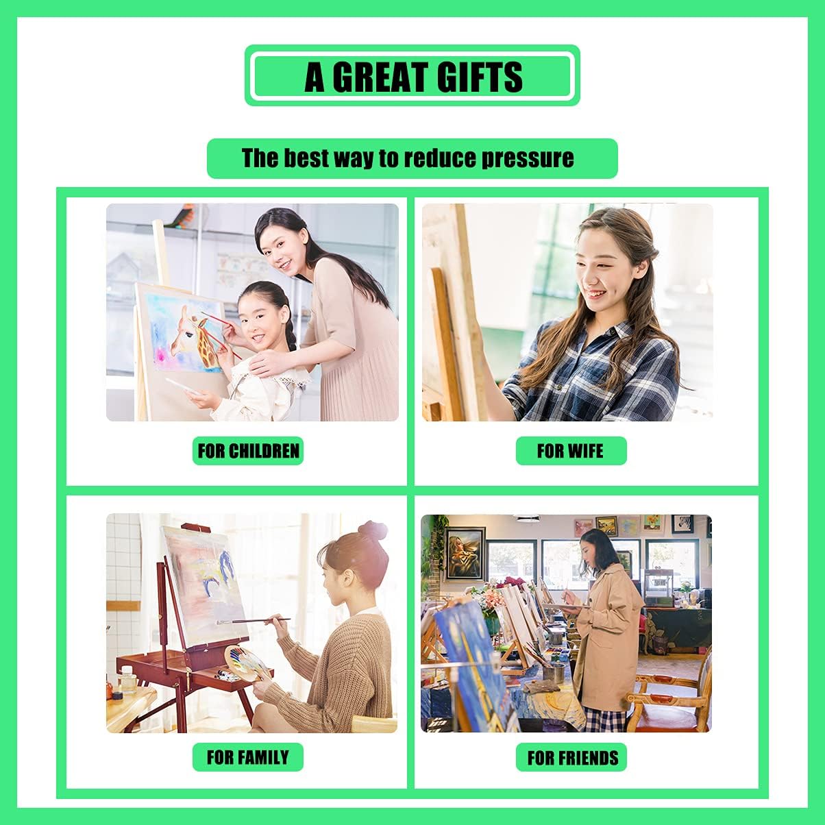 Clendo Kit de pintura al óleo para principiantes para niños, pintura de flores por números para adultos con pinceles de pintura, pintura acrílica de