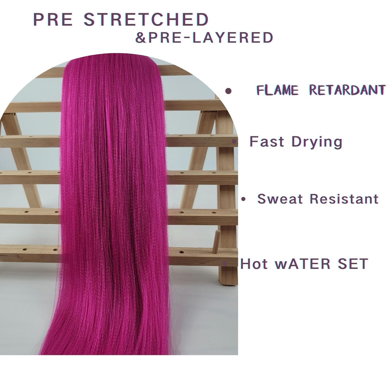 Leticia Cabello trenzado preestirado rosa magenta fácil de usar cabello trenzado preplumado