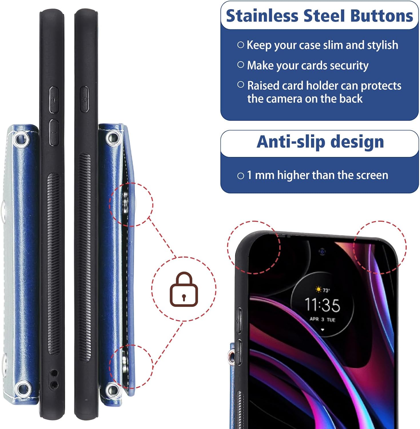 Asuwish Funda para teléfono Motorola Moto Edge 2021MotoEdge 5G UW 2021 con protector de pantalla y tarjetero para tarjeta de crédito, soporte de