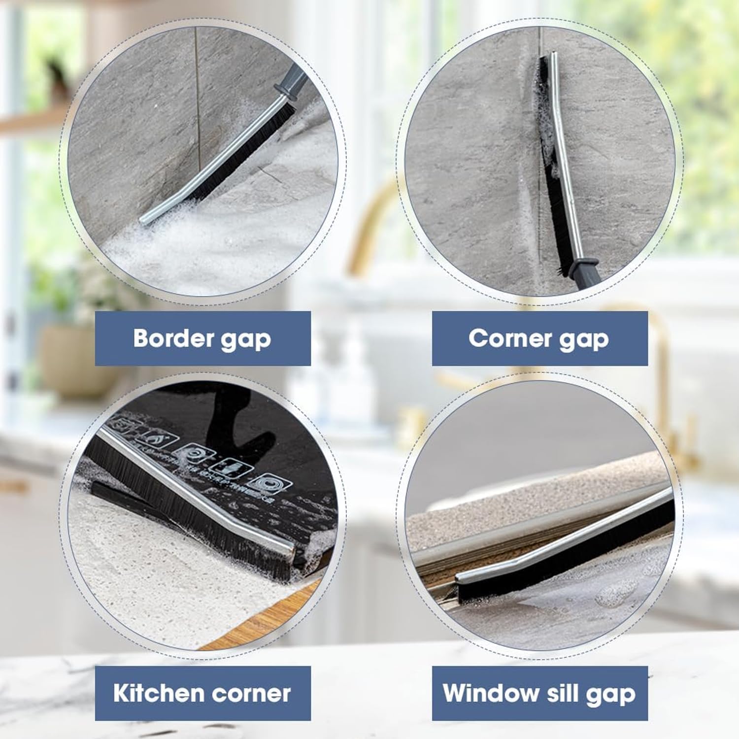 8 cepillos de limpieza de huecos, cepillo de limpieza de hendiduras, herramienta multifuncional de limpieza de huecos, cepillo de baño para huecos,