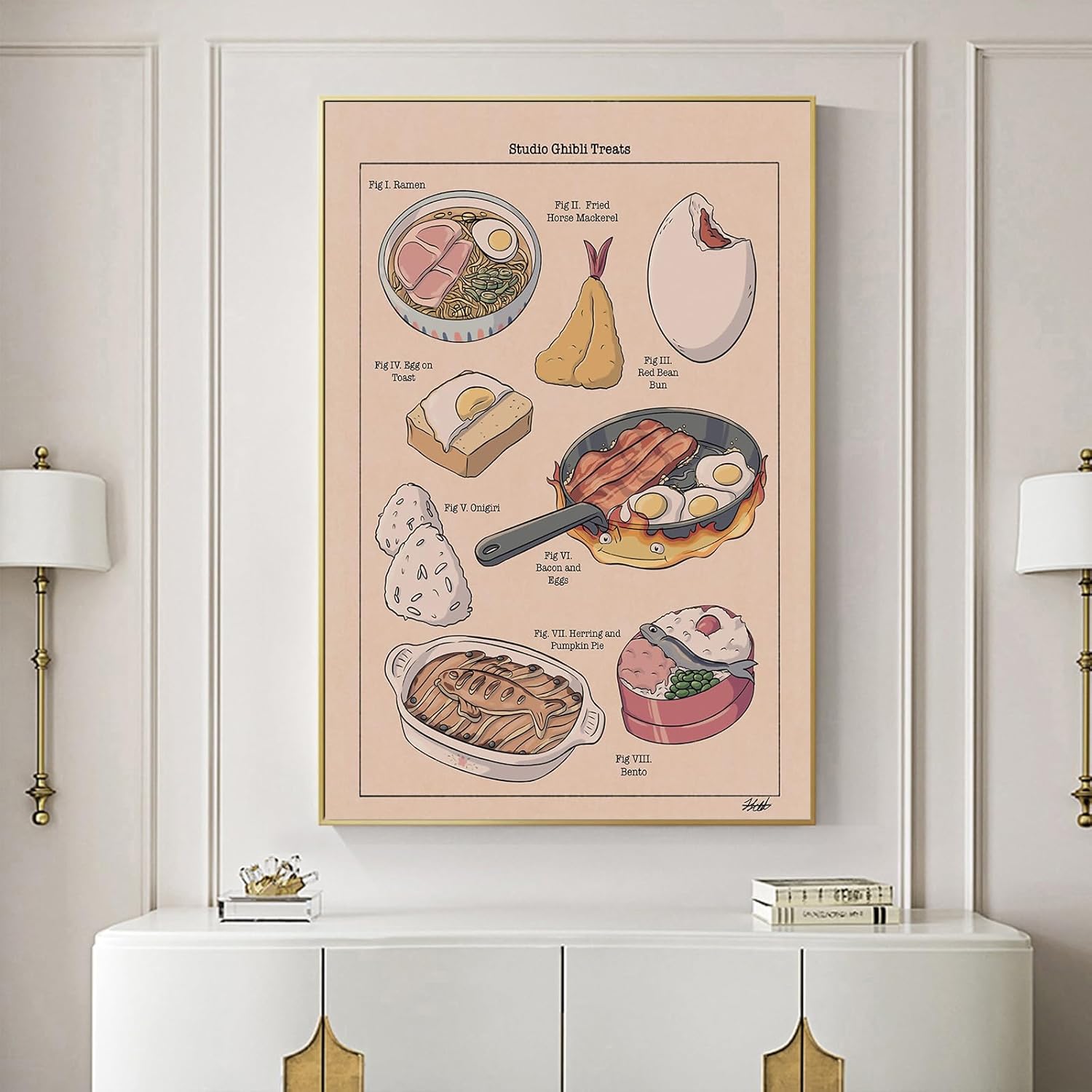 Studio Ghibli Painting – Lienzo decorativo para pared, diseño de pastel de calabaza, imágenes de anime japonés, arte moderno de comida beige,
