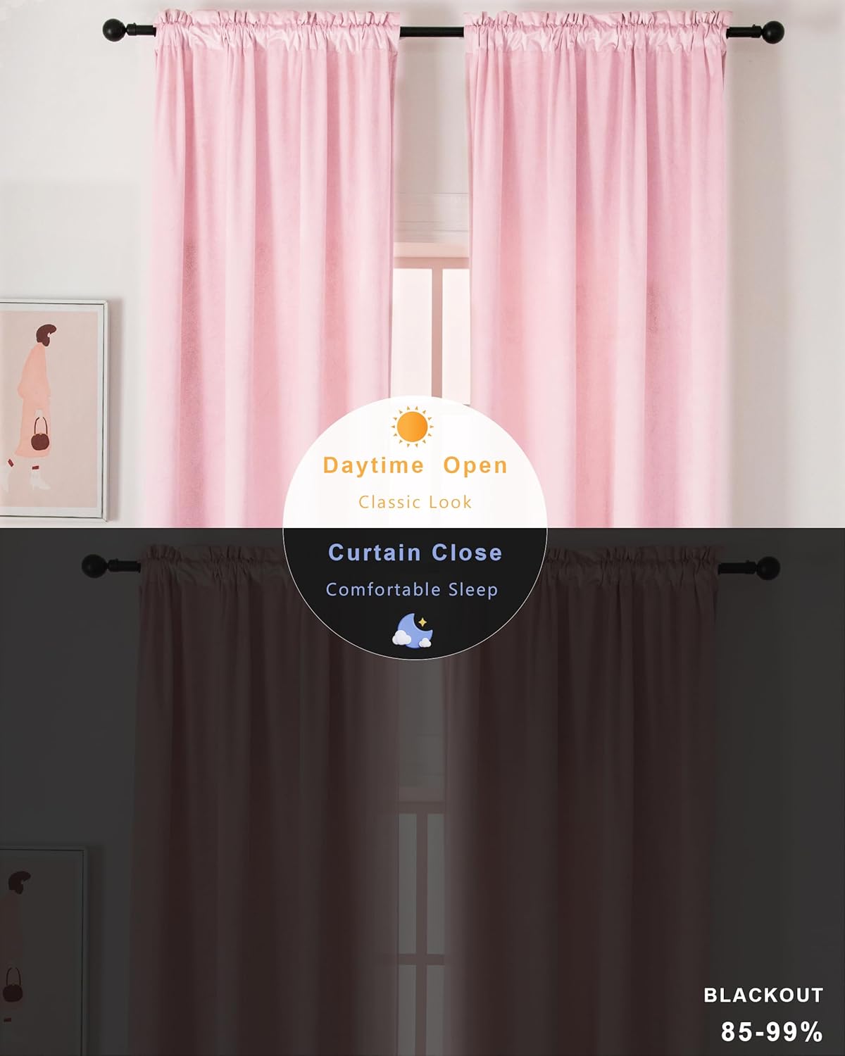 Cortinas de terciopelo rosa de 108 pulgadas súper suaves para decoración del hogar, juego de 2 paneles, cortinas de terciopelo con aislamiento