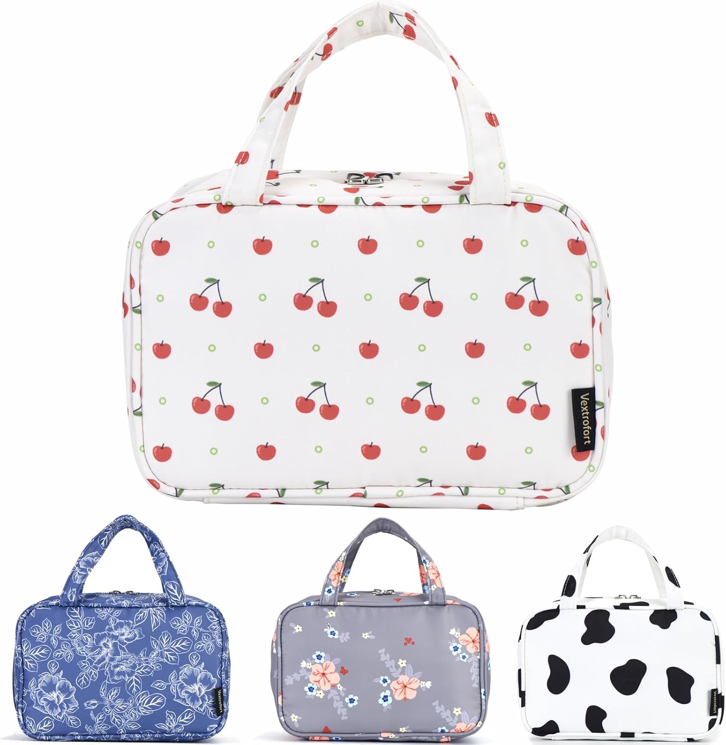 Bolsa de maquillaje, pequeñas bolsas de cosméticos de viaje portátiles para mujeres con organizador de brochas y asa, bolsa de maquillaje compacta