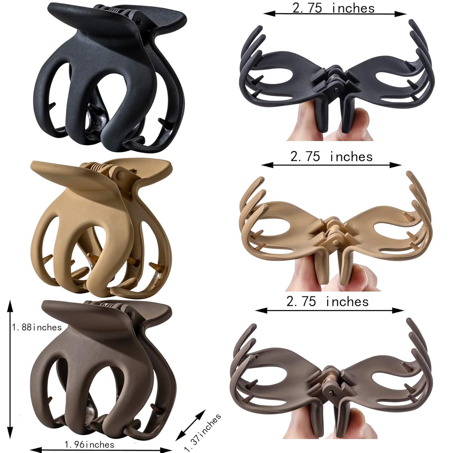 Kitiin Pinzas pequeñas de garra para mujer, soporte para cola de caballo alta para niñas, lindas pinzas para el cabello fino, pinzas parciales de