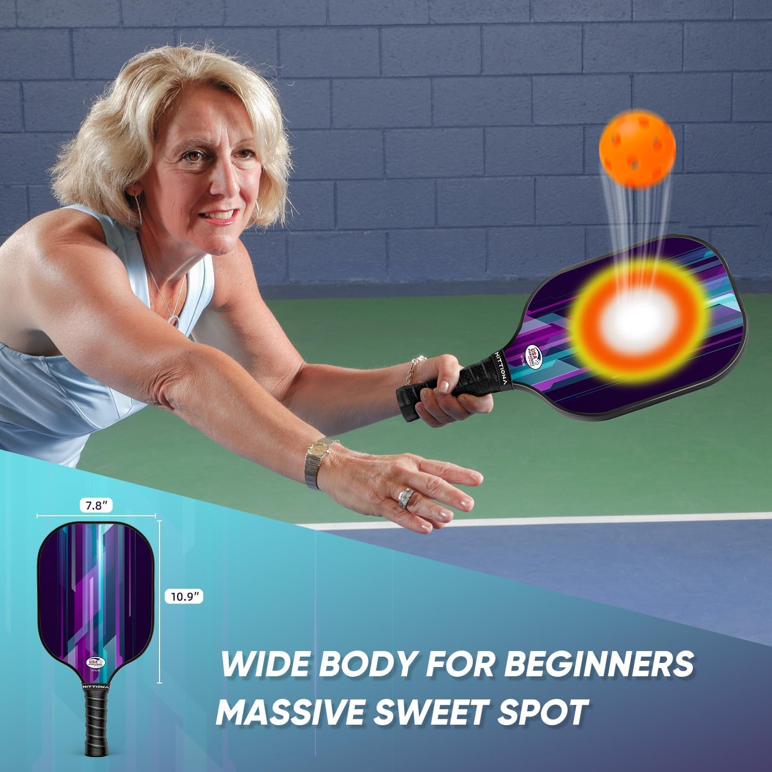 Paletas de pickleball – Juego de 2 palas de pickleball de fibra de vidrio, raquetas de pickleball aprobadas por USAPA, paquete de 2 con 4 bolas de