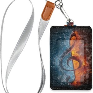 xigua Fire Music Note – Cartera de piel con 1 ventana para identificación, 2 ranuras para tarjetas y cordón para el cuello xigua Fire Music Note – Cartera de piel con 1 ventana para identificación, 2 ranuras para tarjetas y cordón para el cuello