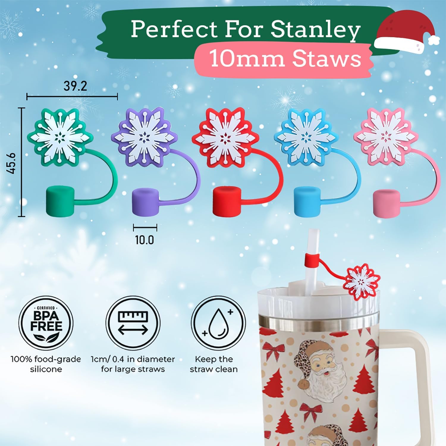 Tapa de popote para Stanley Cup  5 piezas de popote de silicona compatible con vaso Stanley de 40 onzas con asa  Fundas de popote reutilizables para