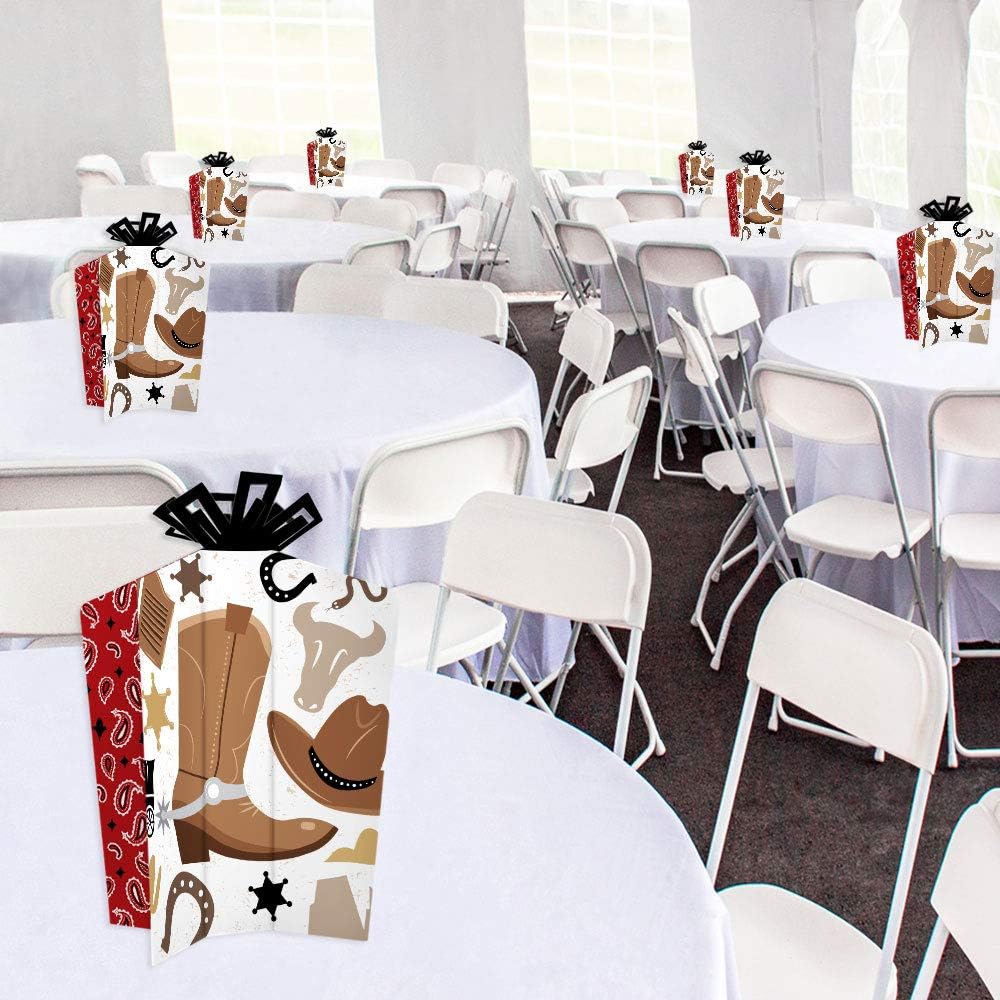 Big Dot of Happiness Western Hoedown – Decoraciones de mesa – Centros de mesa plegables y acampanados para fiesta de vaquero del salvaje oeste, 10