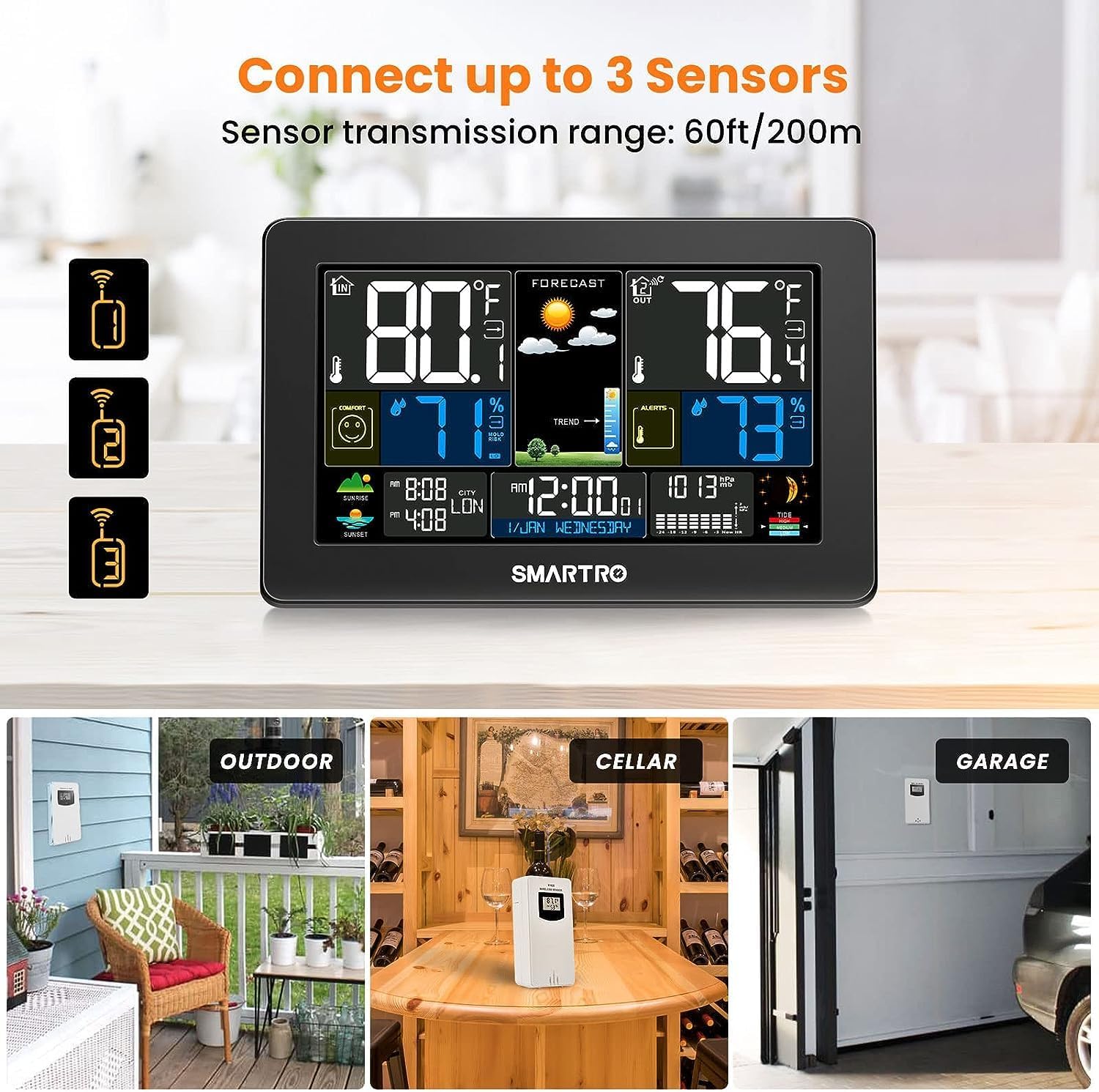 SMARTRO – Reloj despertador digital con puerto USB para carga, intensidad regulable