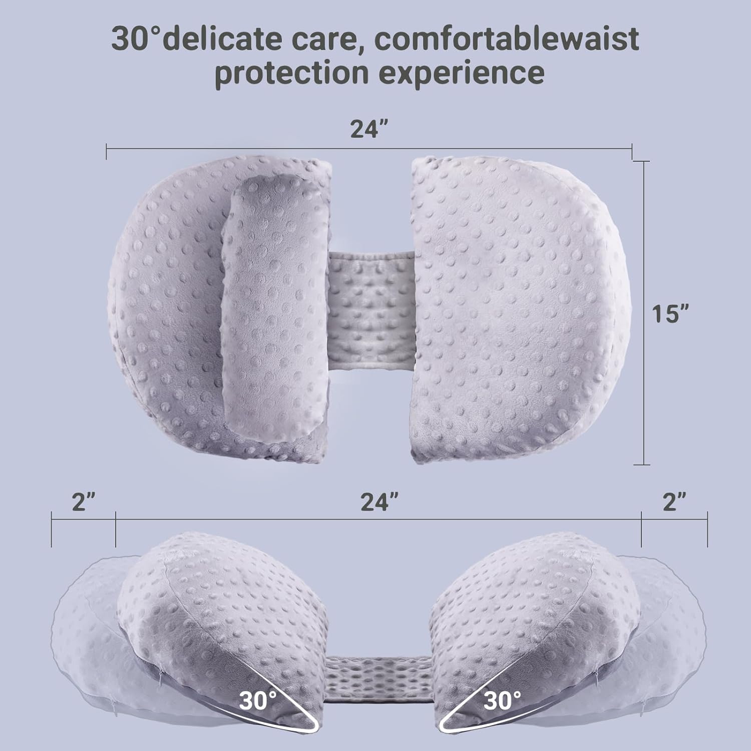 neexan Almohada de dormir para embarazo, almohada de cuña suave para el abdomen, soporte de espalda y piernas, funda de almohada ajustable (gris)