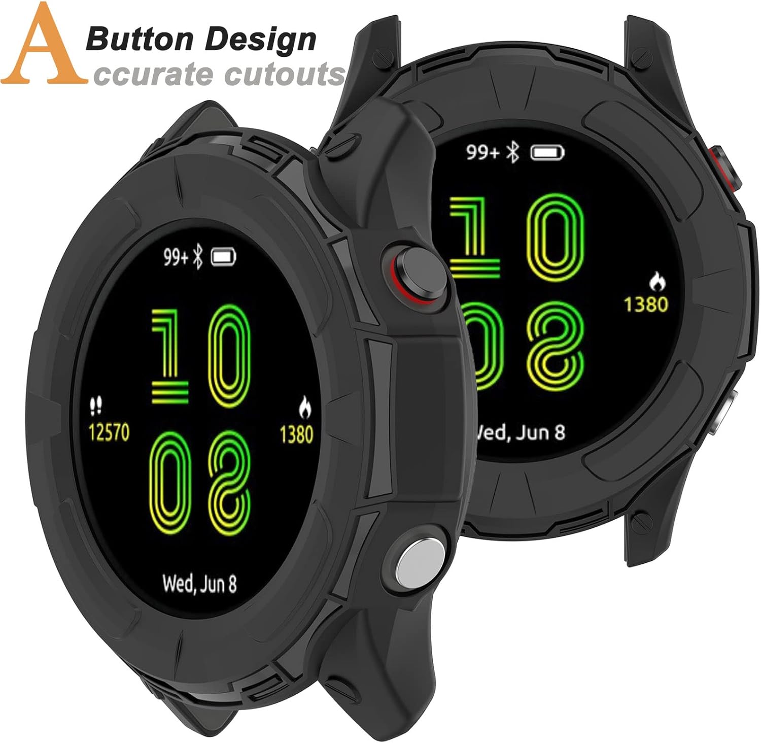 Miimall Compatible con Garmin Forerunner 265, resistente a los arañazos, TPU protección militar, resistente a los arañazos, funda resistente para