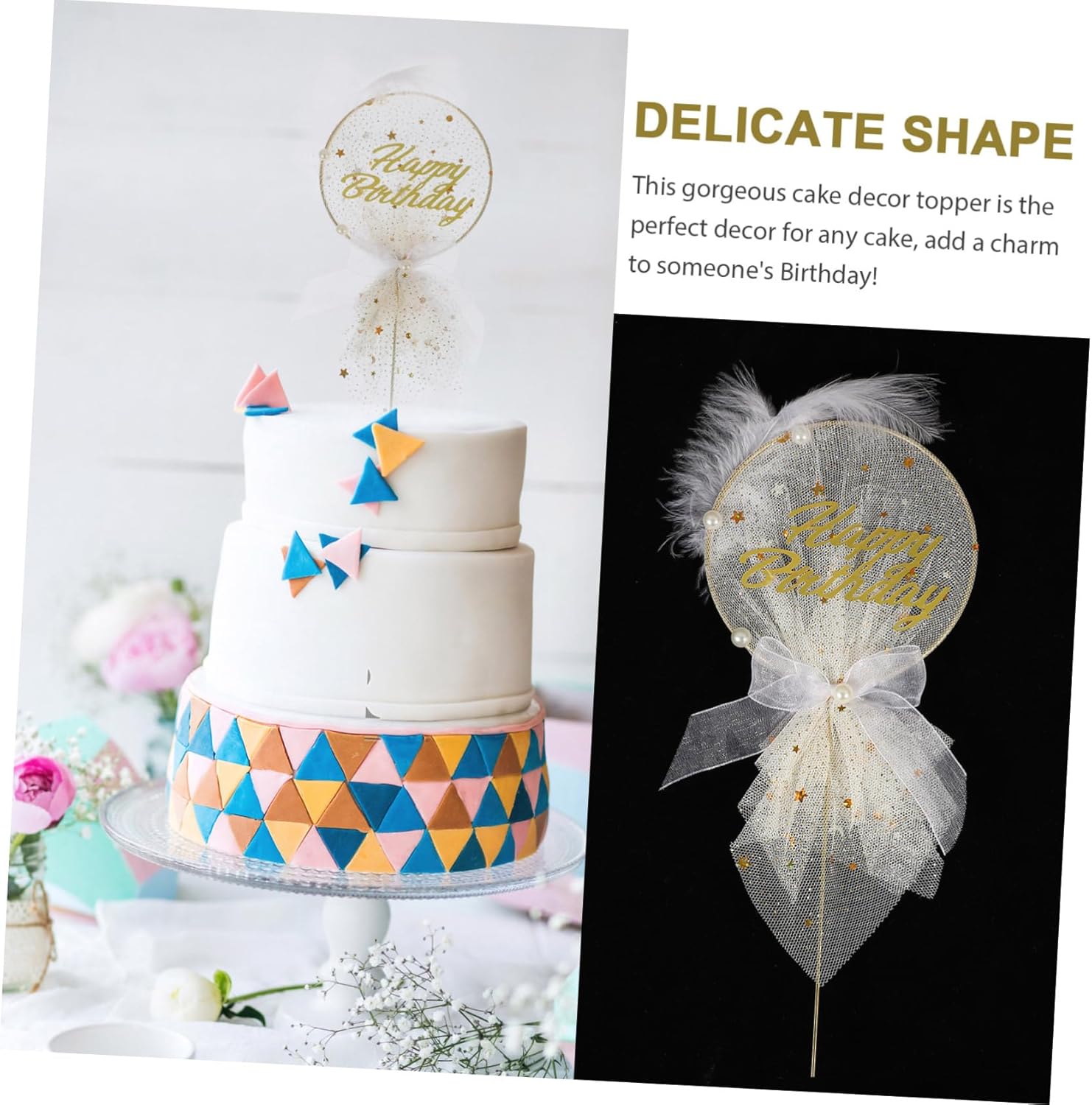 jojofuny 6 Pcs Cake Decoration Edible Butterflies for Cake Decorating Happy Birthday Cake Insert Cupcake Ornament Reposteria Birthday Cake Ornament