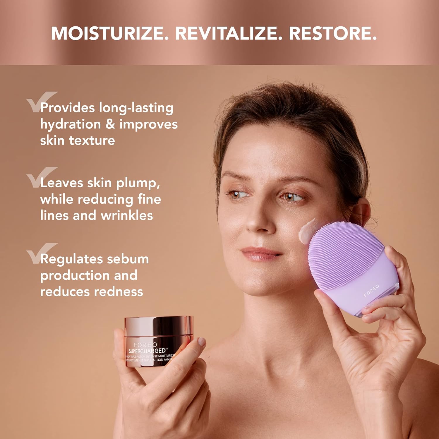 FOREO SUPERCHARGED HA+PGA Face Moisturizer – Wrinkle Cream for Face – Hyaluronic Acid & Squalane – Vegan – Cruelty & Gluten Free – Clean Skincare –