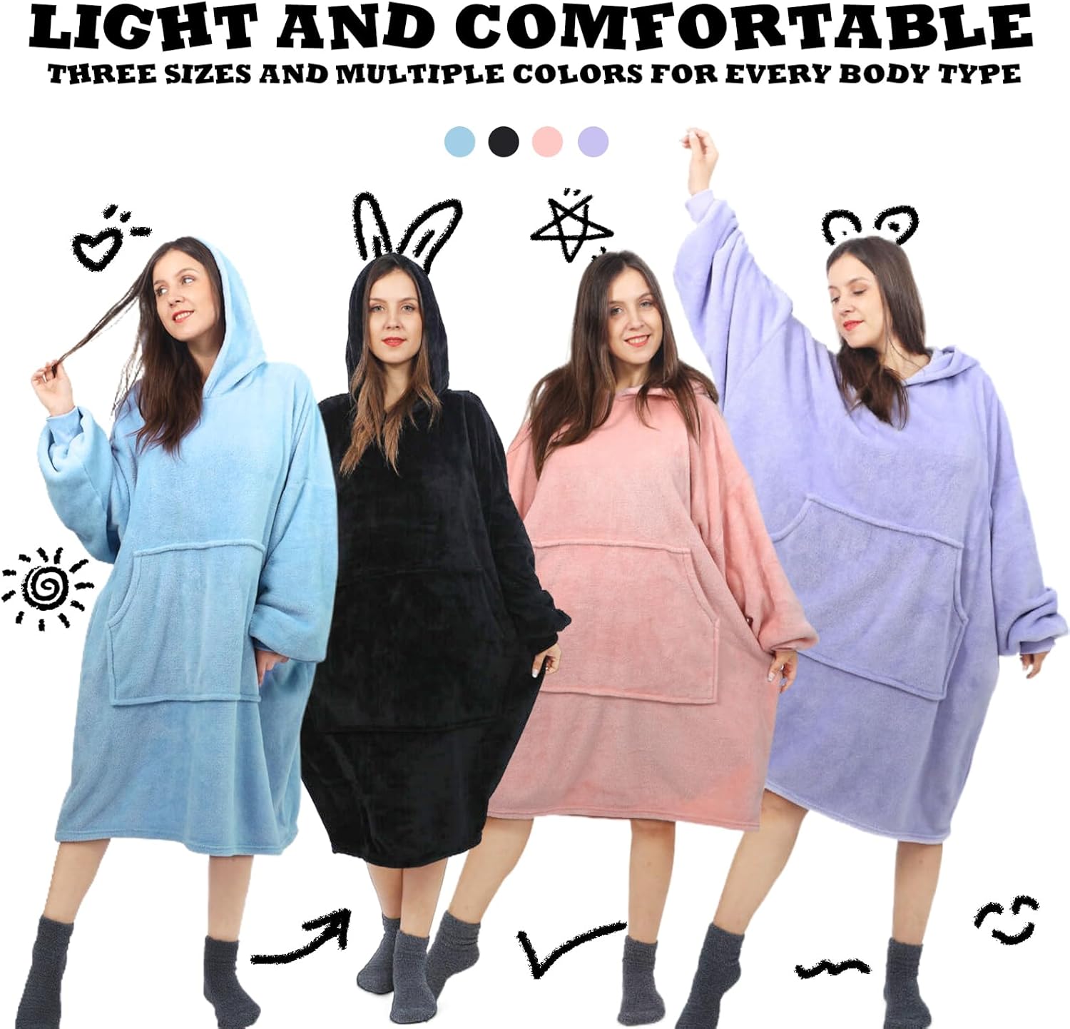 Daverose Manta de gran tamaño con capucha para mujeres, hombres y adultos, sudadera con capucha de vellón con capucha gigante y bolsillo para
