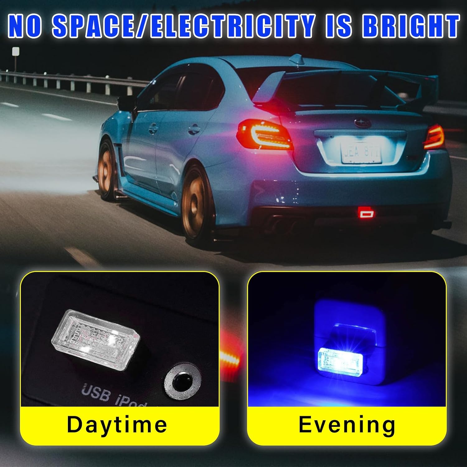 4 lámparas LED USB para el interior del automóvil, luz nocturna de decoración USB enchufable, kit de iluminación ambiental portátil para automóvil,