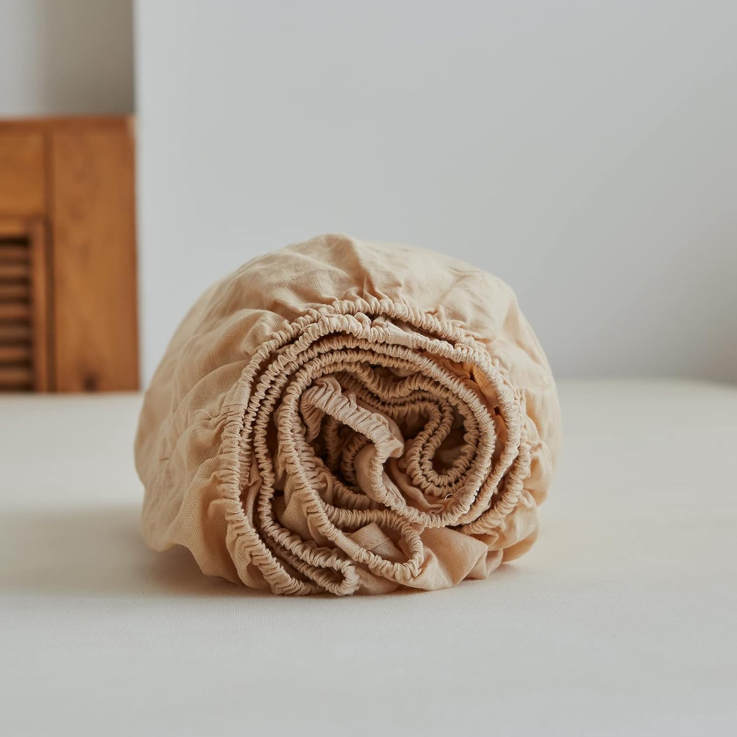 King Linens Sábana bajera de 100 % lino lavado a la piedra, color sólido  (1 pieza) funda de colchón de 14 pulgadas de profundidad suave natural