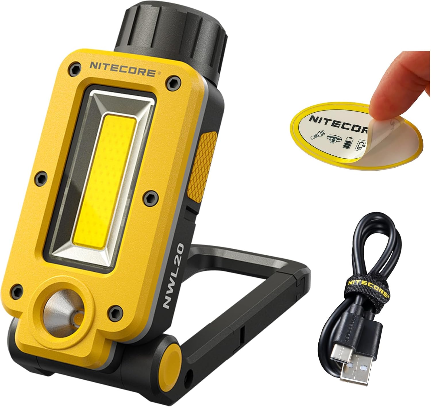 Nitecore NWL20 – Luz de trabajo de mecánica COB, 600 lúmenes, USB-C recargable, portátil, 78 horas de tiempo de funcionamiento para sitios de
