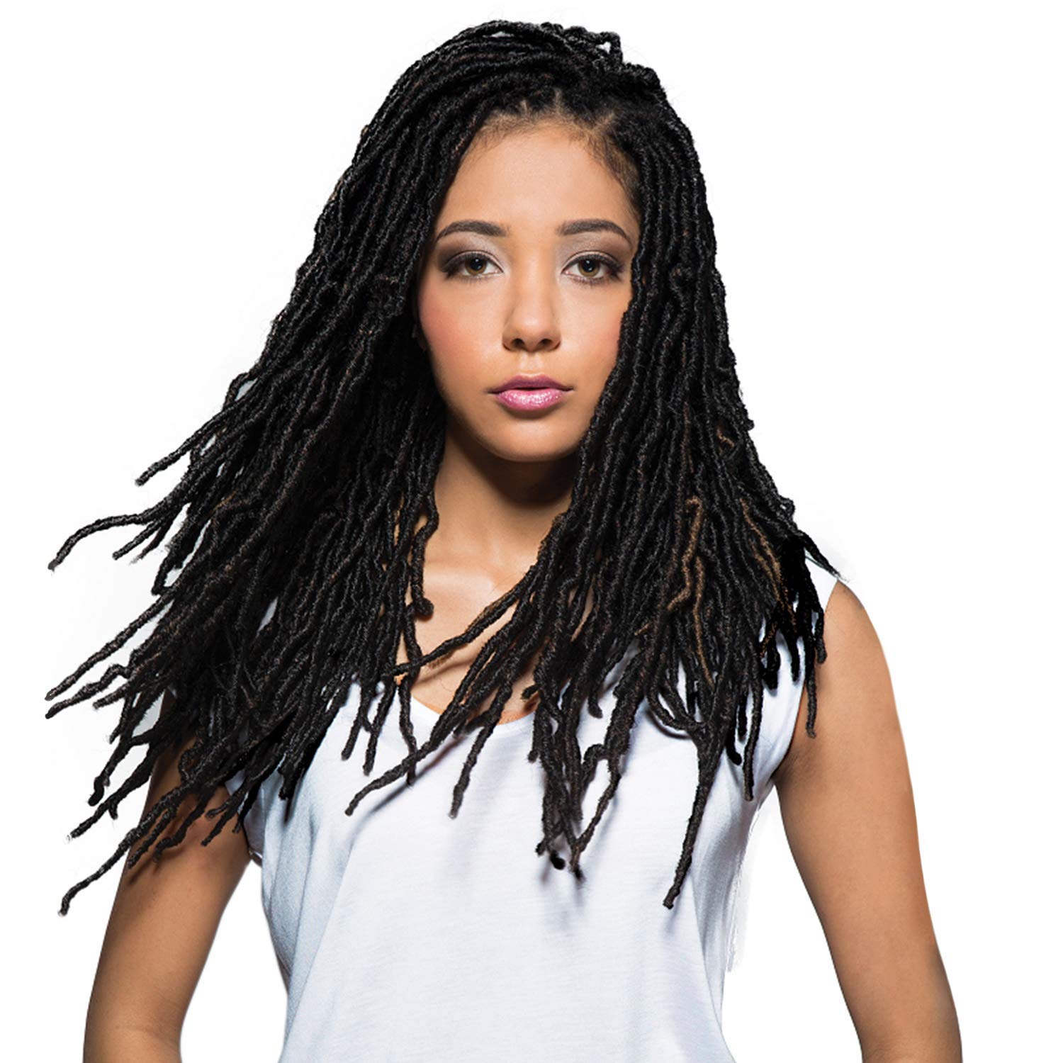 Bobbi Boss – Trenzas de ganchillo sintéticas para cabello africano, raíces trenzadas, colección Nu Locs, 18pulgadas, Paquete de 4, M1B30.