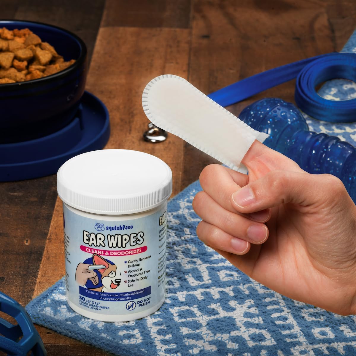 Squishface Toallitas individuales para alivio de oídos para perros, ingredientes no alérgicos y fórmula reductora de irritación, limpia y