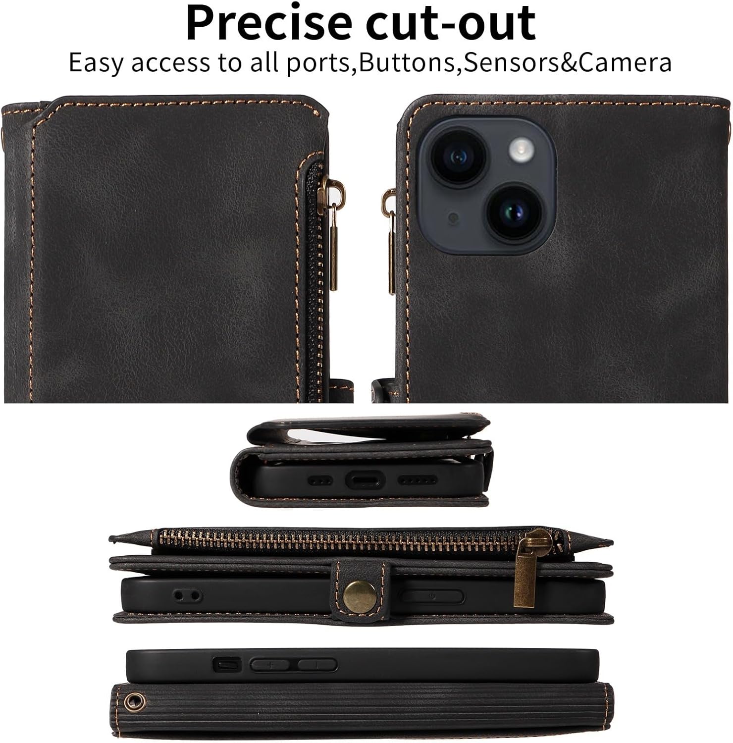 Funda de cuero con soporte de cremallera para Xiaomi Mi Poco X3 X4 X5ProNFC, cuerda de mano, soporte, cubierta trasera de hebilla de cobre