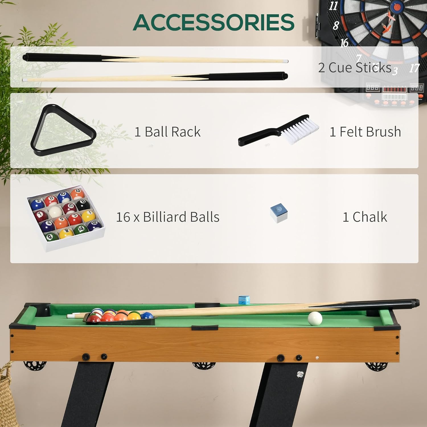 Soozier Juego de mesa de billar plegable de 38 pulgadas, juego de mesa de billar, divertido para toda la familia con fácil plegado para