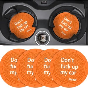 8sanlione Posavasos para automóvil, 4 posavasos de 2.75 pulgadas, tapete integrado antideslizante e impermeable, accesorios interiores automotrices 8sanlione Posavasos para automóvil, 4 posavasos de 2.75 pulgadas, tapete integrado antideslizante e impermeable, accesorios interiores automotrices