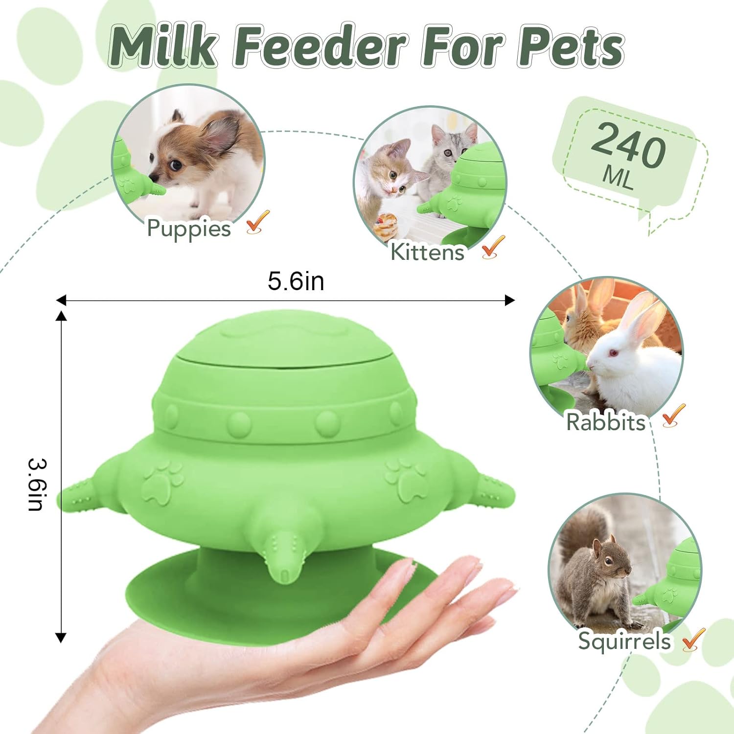 Comedero para cachorros para varios cachorros, 4 tetinas, alimentador de leche para cachorros, estación de lactancia de silicona para cachorros, 8.1