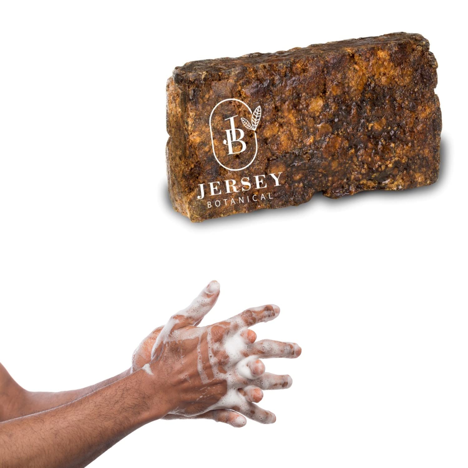 Jersey Botanical Jabón negro africano crudo de 15 libras. Barra para acné y manchas oscuras – Todo tipo de piel – Cara, cuerpo y cabello – de Ghana