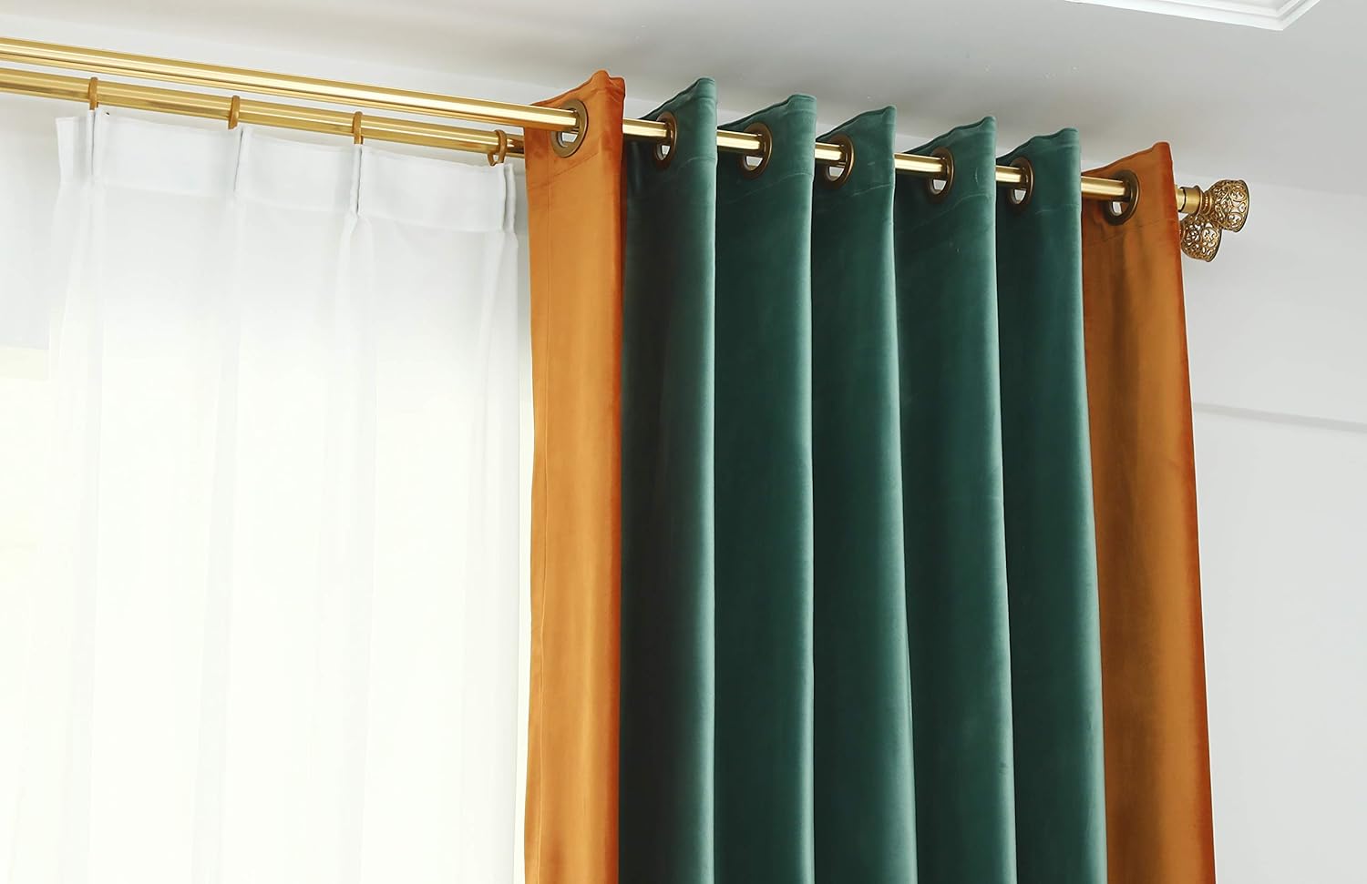 PROSPEROSE Cortina opaca térmica de terciopelo Holland grueso de doble color, 90 pulgadas de largo, cortinas de terciopelo para oscurecer la