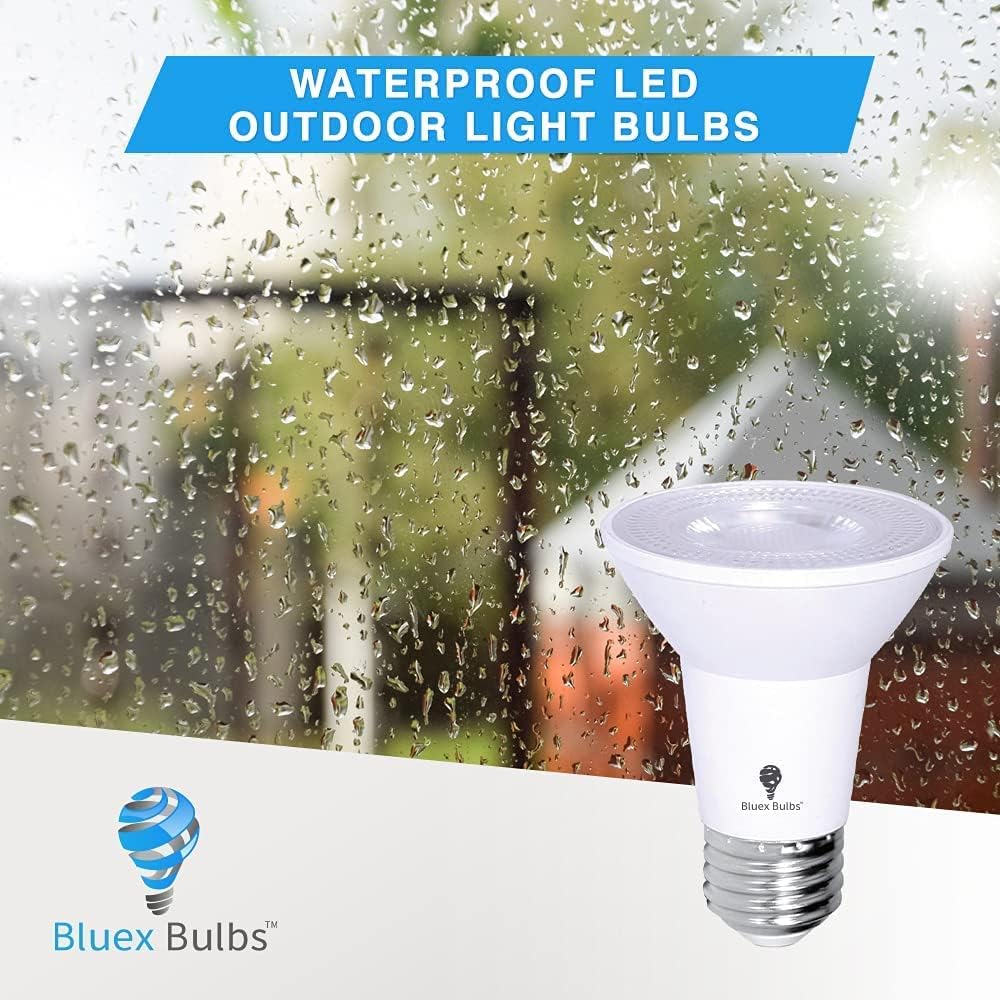PAR20 – Paquete de 10 bombillas LED de inundación para exteriores, 8 W, 75 W, equivalentes a 500 lúmenes, regulables, impermeables, E26, 4000 K,