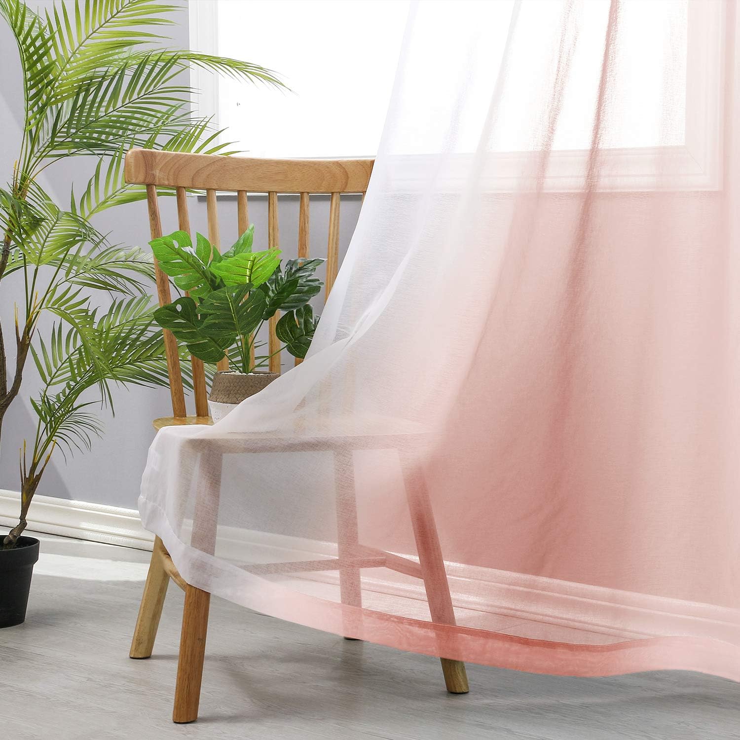Hiasan Ombre Cortinas transparentes para sala de estar  Cortinas de gasa de lino sintético