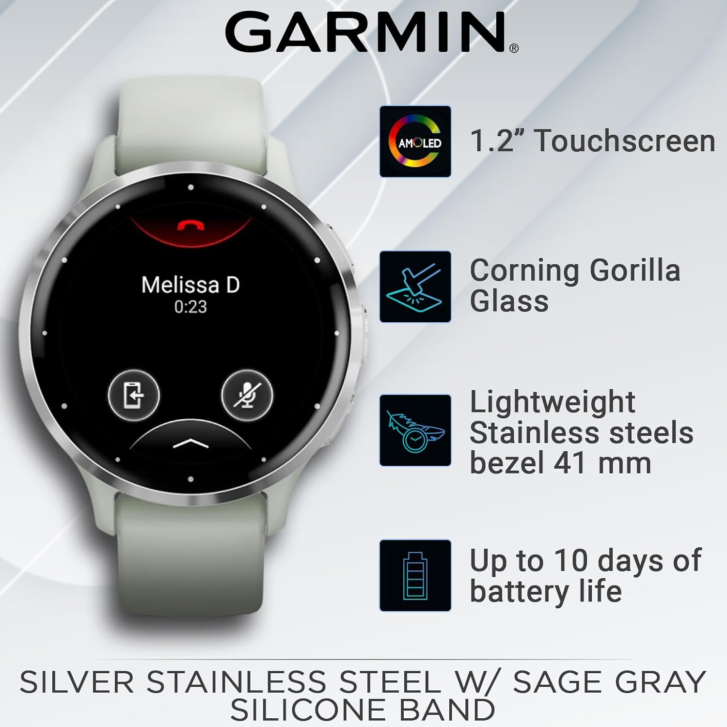 Wearable4U Garmin Venu 3S Reloj inteligente con GPS, pantalla AMOLED de 1.61 pulgadas, características avanzadas de salud y fitness, hasta 10 días