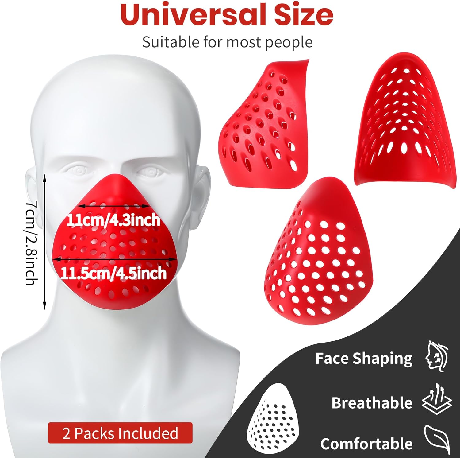 Soporte para máscara facial, máscara 3D transpirable de silicona para moldear la cara, soporte interior, pasamontañas, marco de soporte interno,