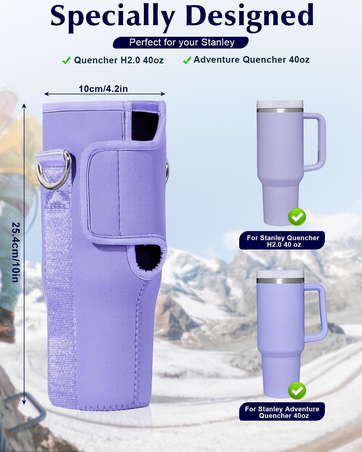 OriJoy Soporte para botella de agua para Stanley 4030 oz, accesorios para vasos, funda de neopreno con correa cruzada ajustable