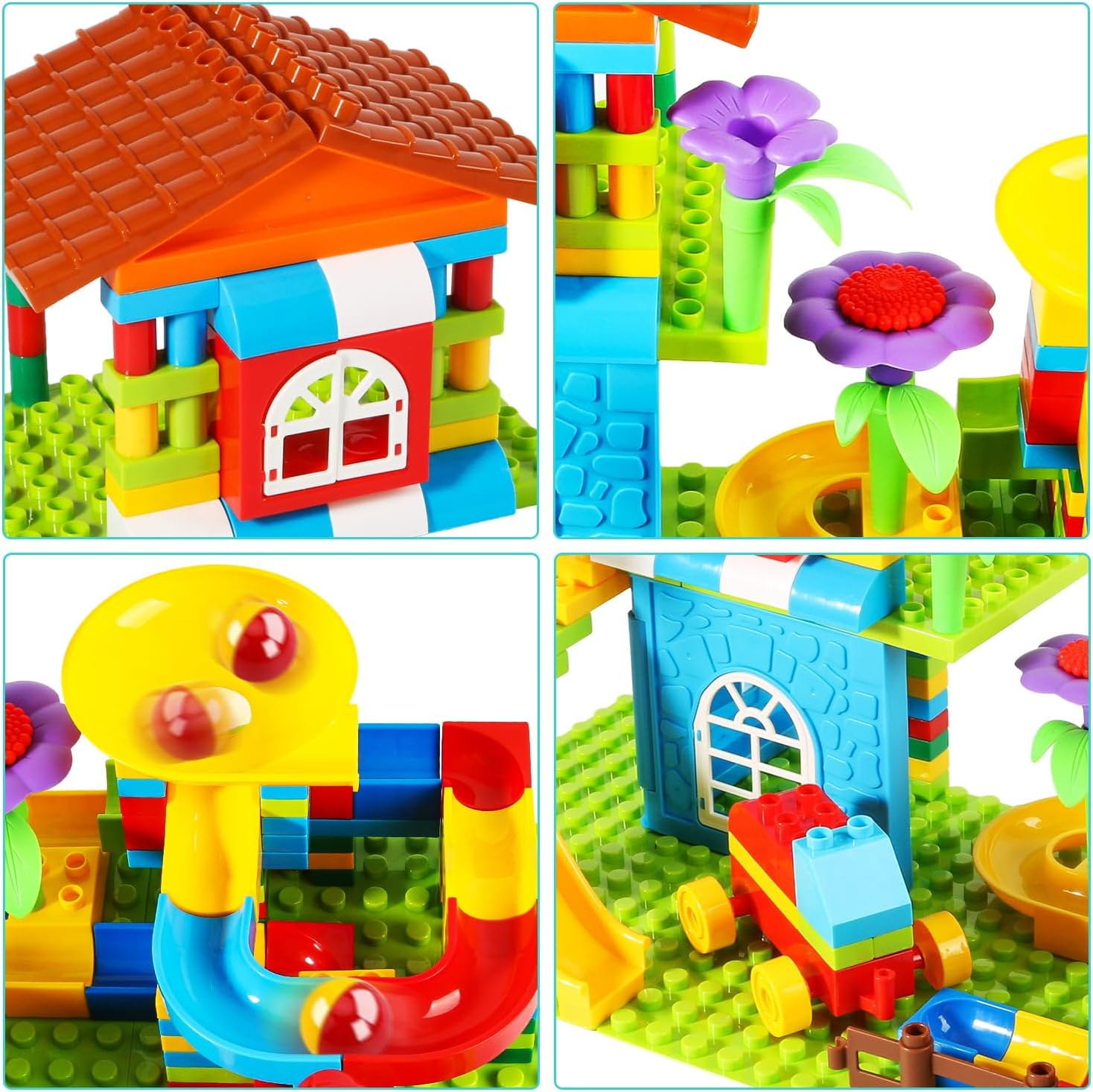Marble Run Big Building Blocks, 187 piezas, pista de carreras para niños, juguete educativo STEM para niños de 3 a 8 años, juguetes de cumpleaños y