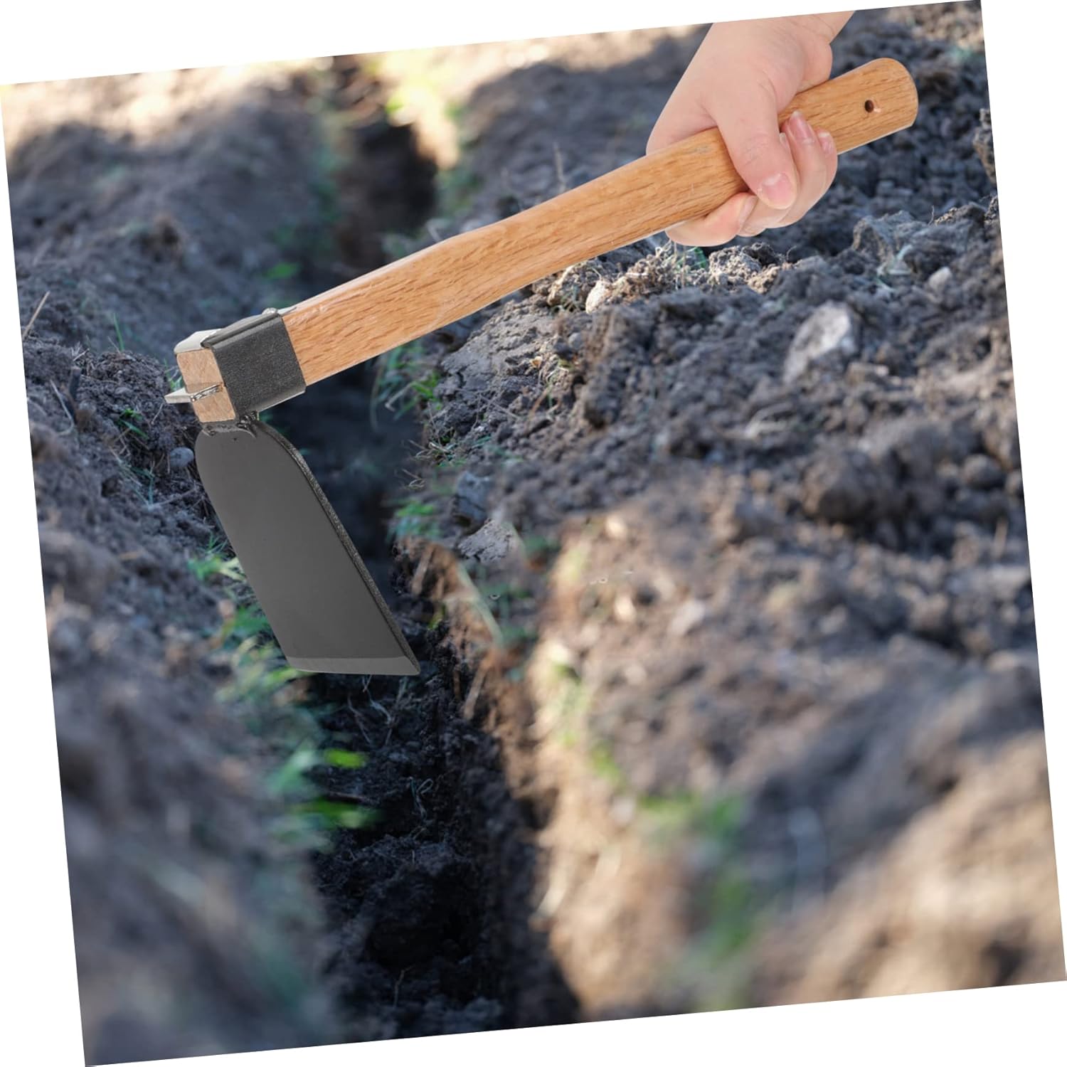 Yardwe Manejar Azada Jardín Hierro Conveniente Ligero Cabeza De Mano Excavación De Madera Jardinería Herramienta De Deshierbe Flor De Mano Suelo