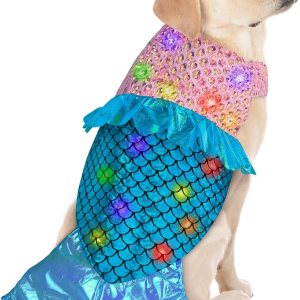Yoochee Mermaid Dog Costumes, Halloween Dog Costumes with LED Lights, Halloween Thanksgiving Funny Dog Costumes, Sparkling Pet Costumes Cosplay Yoochee Mermaid Dog Costumes, Halloween Dog Costumes with LED Lights, Halloween Thanksgiving Funny Dog Costumes, Sparkling Pet Costumes Cosplay