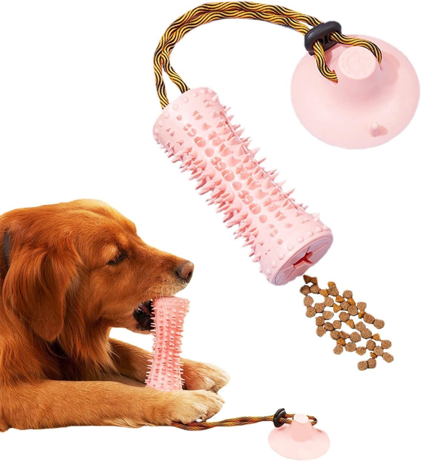 Bola de cuerda para perro, juguete interactivo de tira y afloja, aburrimiento y estimulante con ventosa, juguete para perros masticadores agresivos,